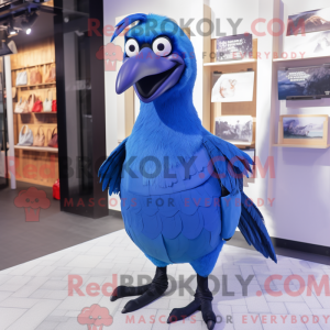 Maskot karakter af en blå...