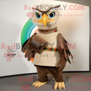 Maskotfigur af en Tan Hawk...