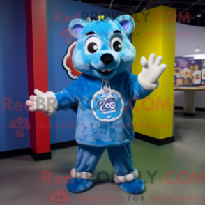 Característica da máscara de uma pizza azul coberta com uma parca e braçadeira - Mascotes da pizza - RedBrokoly.com