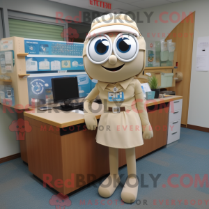 Maskotkarakter af en beige...