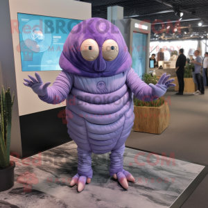 Lavender Trilobite mascot costume character dressed with a Long Sleeve Tee and Bracelet watches