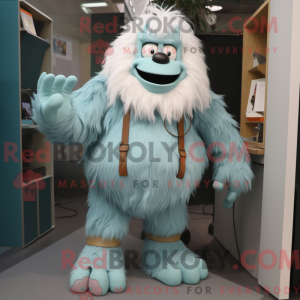 Maskotfigur af en Teal Yeti...