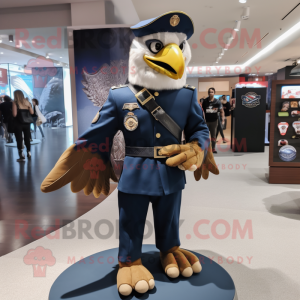Navy Hawk mascot costume character dressed with a Bootcut Jeans and Coin purses