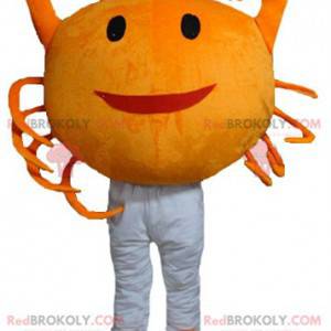 Reusachtige en lachende oranje krab mascotte - Redbrokoly.com