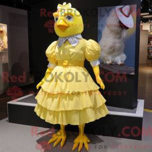 Maskot karakter af en gul...