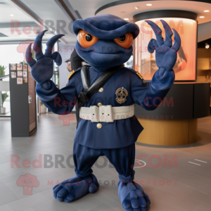 Navy Crab mascot costume character dressed with a Trousers and Wraps