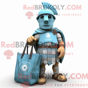 Maskotfigur af en cyan...