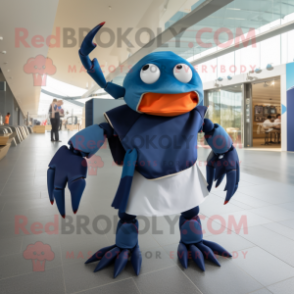 Navy Crab mascot costume character dressed with a Trousers and Wraps