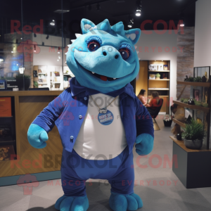 Blauw Ankylosaurus mascotte...