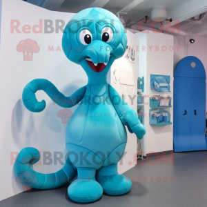 Cyan Hydra maskot drakt...