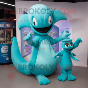 Cyan Hydra maskot kostume...