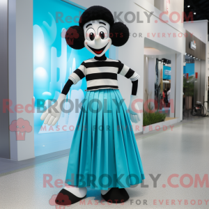 Maskot-karakter av en cyan...