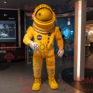 Mascottefiguur van een gele...