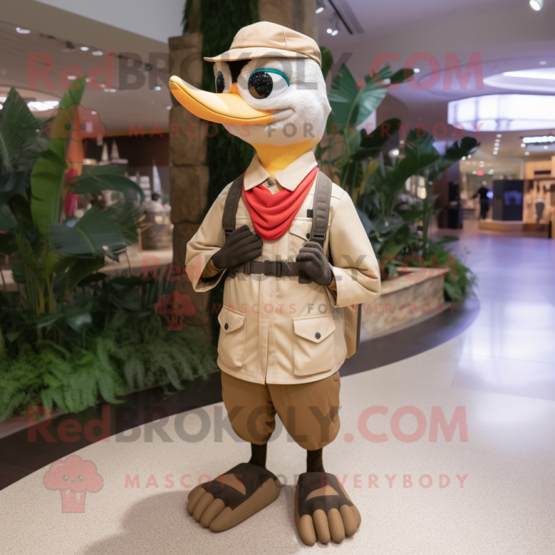 Tan Woodpecker mascot costume character dressed with a Cargo Pants and Mittens Tan Woodpecker mascot costume character dressed with a Cargo Pants and Mittens