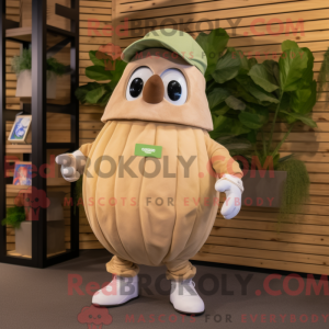 Maskotkarakter af en beige...