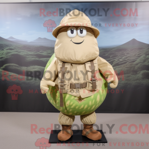 Maskotkarakter af en beige...