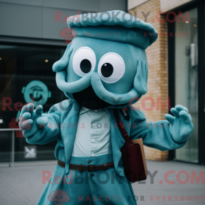 Maskotfigur av en Teal...