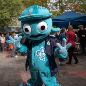 Maskotfigur av en Teal...