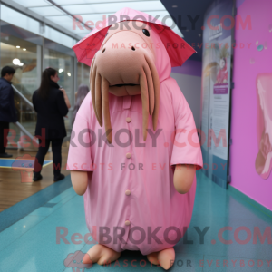 Mascottefiguur van een roze...