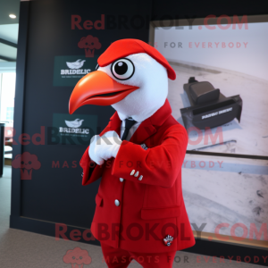 Mascottefiguur van een rode...