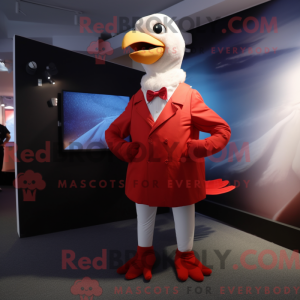 Mascottefiguur van een rode...