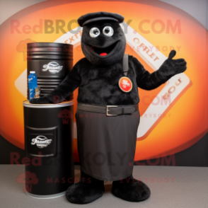 Black Soda Can mascot costume character dressed with a Henley Shirt and Wallets