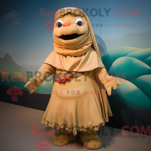 Mascot character of a Tan...