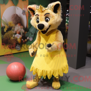 Mascottefiguur van een gele...