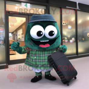 Forest Green Sushi mascot costume character dressed with a Flannel Shirt and Briefcases