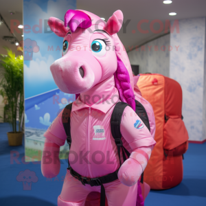 Pink Horse maskot kostume...