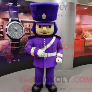 Maskot karakter af en lilla...