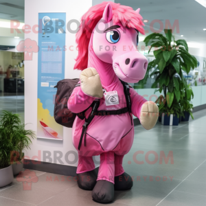 Pink Horse maskot kostume...