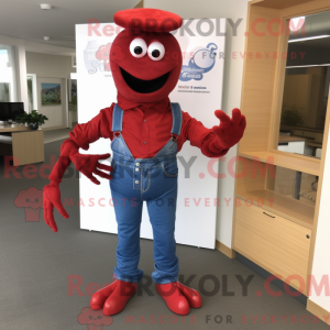Maskotfigur af en rødbrun...