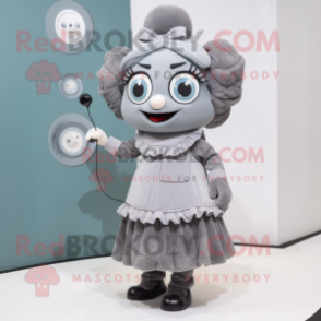 Gray Phone mascot costume character dressed with a Skirt and Watches