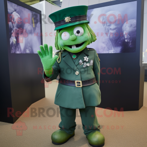 Green Graveyard mascot costume character dressed with a Playsuit and Berets