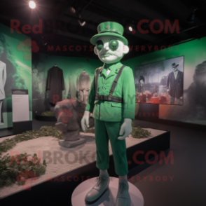 Green Graveyard mascot costume character dressed with a Playsuit and Berets