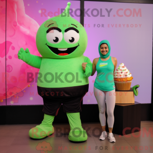 Maskot karakter av en grønn...