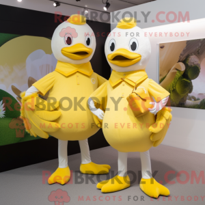 Mascot karakter van gele...
