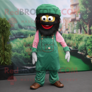 Forest Green Biryani mascot costume character dressed with a Dungarees and Anklets