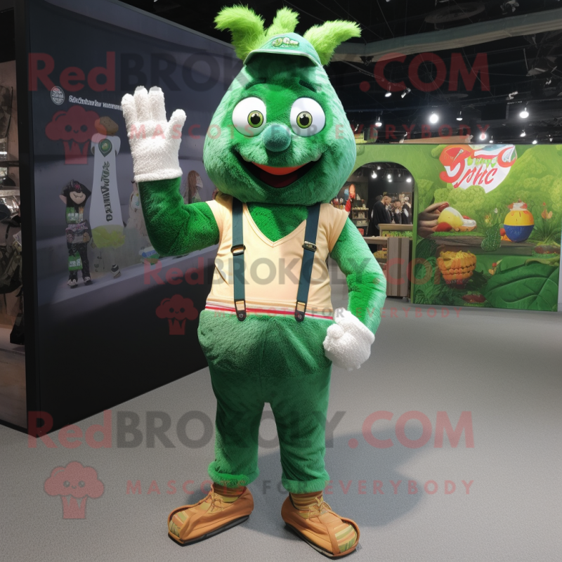 Forest Green Biryani mascot costume character dressed with a Dungarees and Anklets Forest Green Biryani mascot costume character dressed with a Dungarees and Anklets