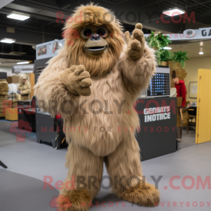Maskot karaktär av en beige...