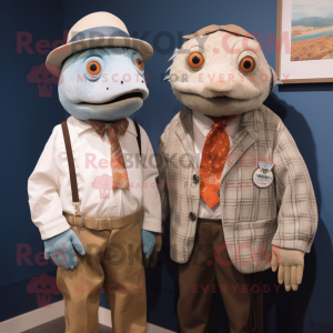 nan Cod mascot costume character dressed with a Oxford Shirt and Ties