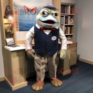 nan Cod mascot costume character dressed with a Oxford Shirt and Ties