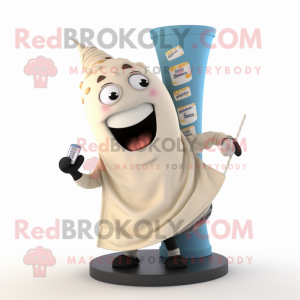 Cream Hourglass mascot costume character dressed with a Leggings and Scarf clips