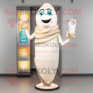 Cream Hourglass mascot costume character dressed with a Leggings and Scarf clips