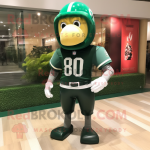 Forest Green American Football Helmet mascot costume character dressed with a Swimwear and Cufflinks