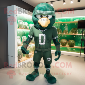 Forest Green American Football Helmet mascot costume character dressed with a Swimwear and Cufflinks