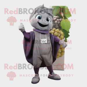 Grå Grape maskot kostume...