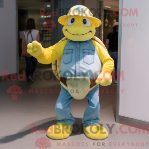 Mascottefiguur van een gele...