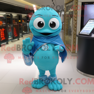 Mascot character of a Cyan...